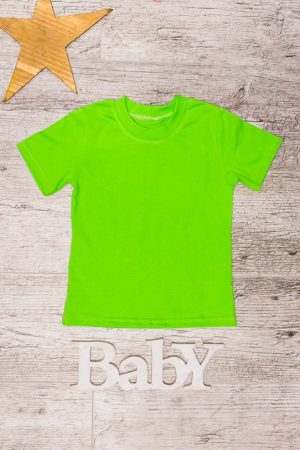 Детская однотонная футболка - зеленая - 110 см 