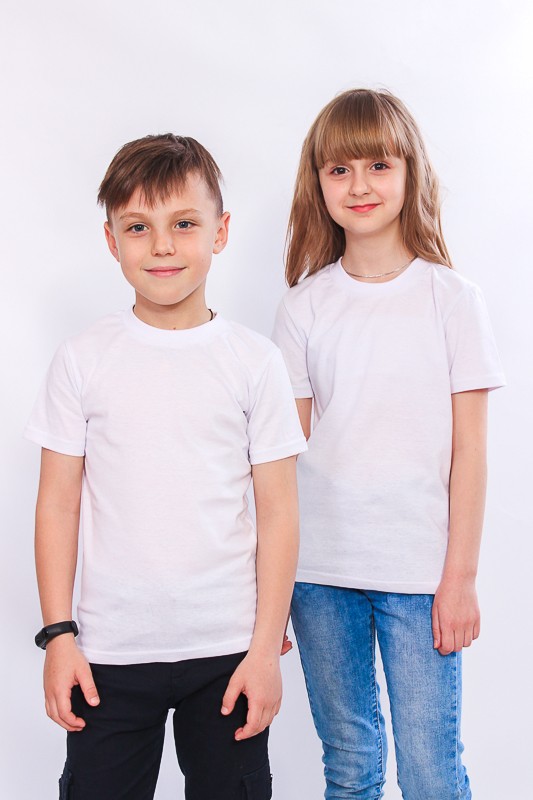 Белая детская футболка - 116 см 