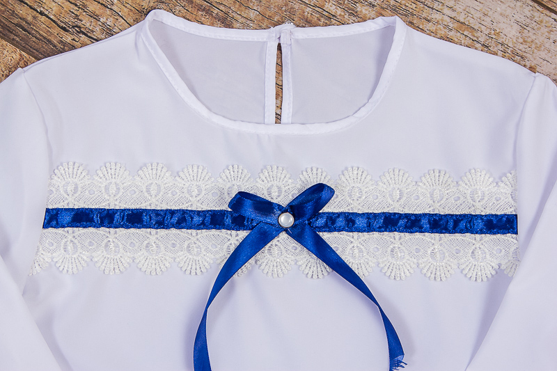 Блуза школьная с кружевом 6145-066